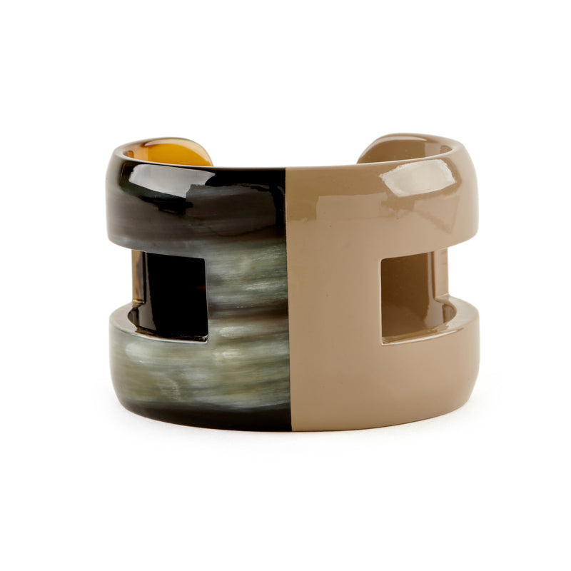 Lacquered Horn H Cuff