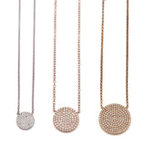 Pave Diamond Disc Necklace - Medium