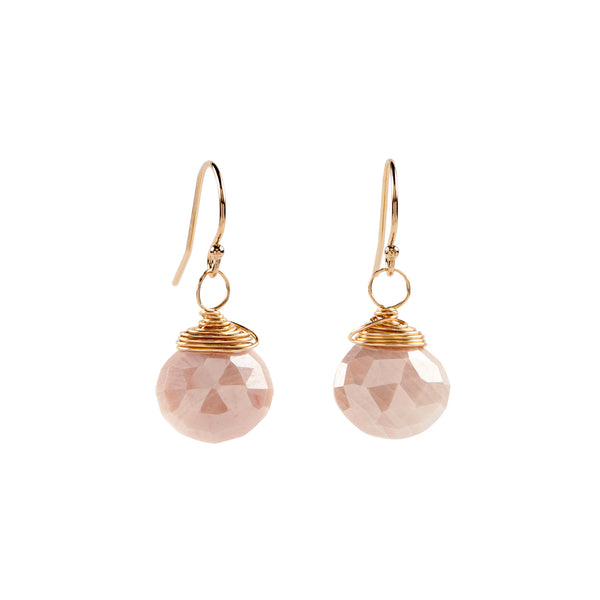 Simple Drop Earrings - Peach Moonstone
