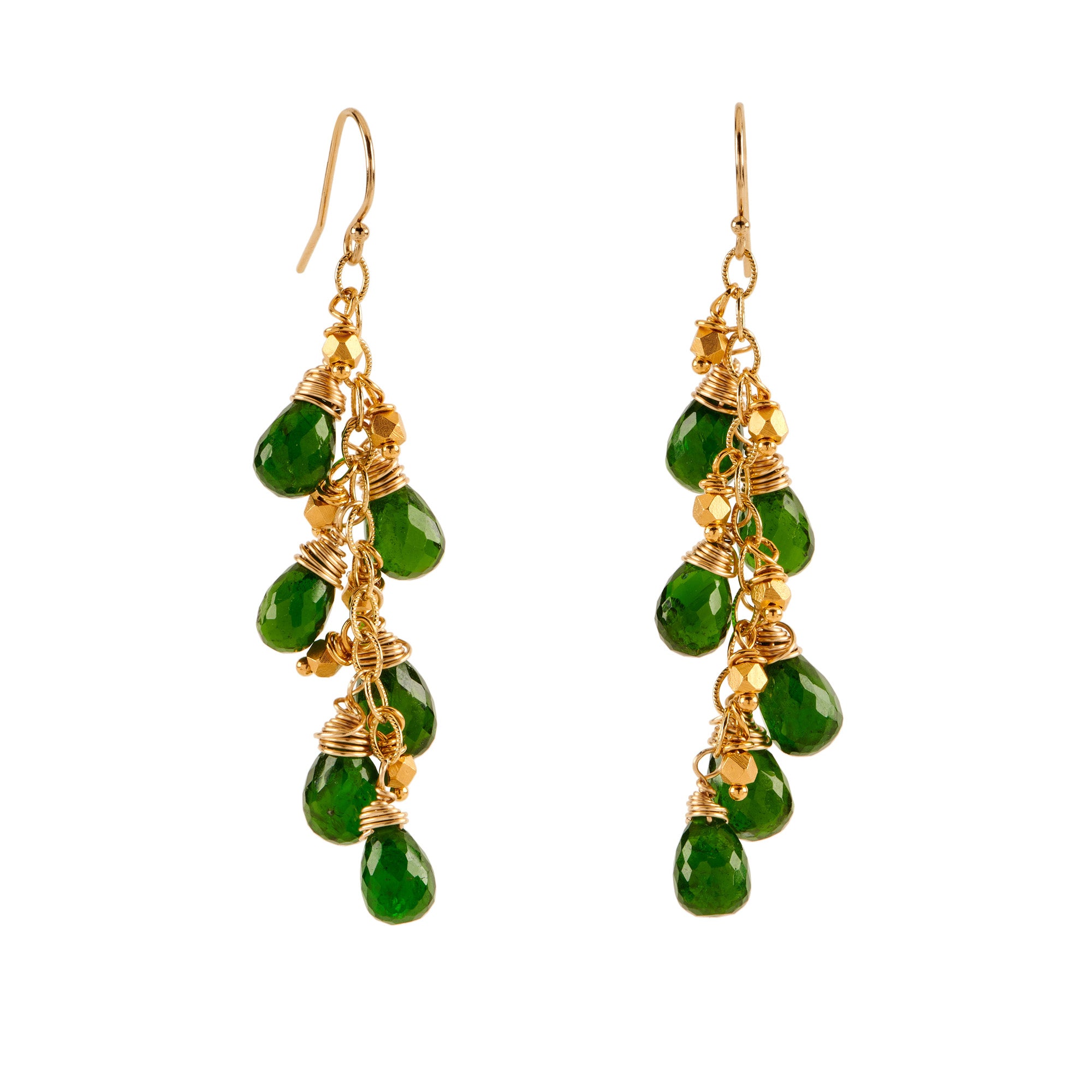 Green and Gold Waterfall Earrings  Andrea Montgomery Designs