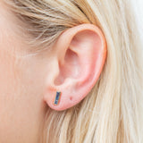 Blue Sapphire Bar Studs