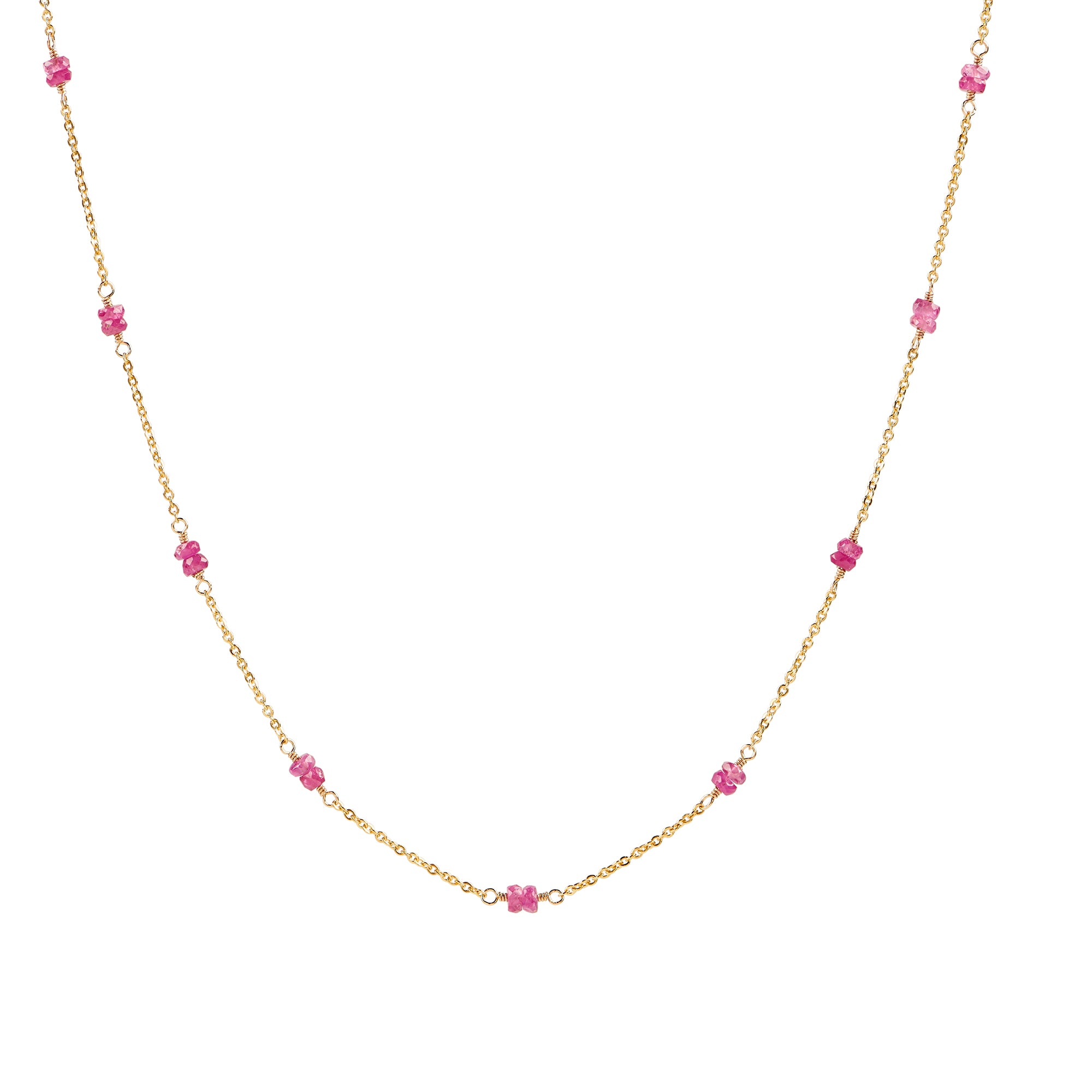 PINK SAPPHIRE AND DIAMOND FLOWER NECKLACE — Sandy Moss Jewelry