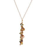 Simple, yet chic, this necklace is a go-to piece, for sure! Sapphires and zircon sparkle beautifully in champagne, green and brown as they cascade down the 2" drop of this y-shaped waterfall necklace.