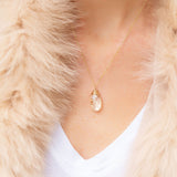 Large Gem Drop Necklace - Gold Rock Crystal