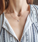 Pave Diamond Disc Necklace - Petite