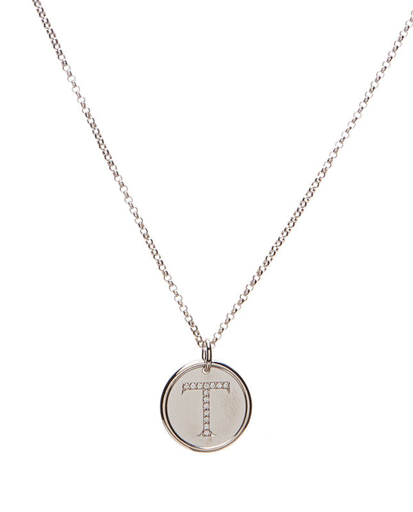 Diamond Initial Disk Necklace