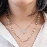 Pave Diamond Disc Necklace - Large