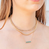 Emerald Baguette Bar Necklace - Large