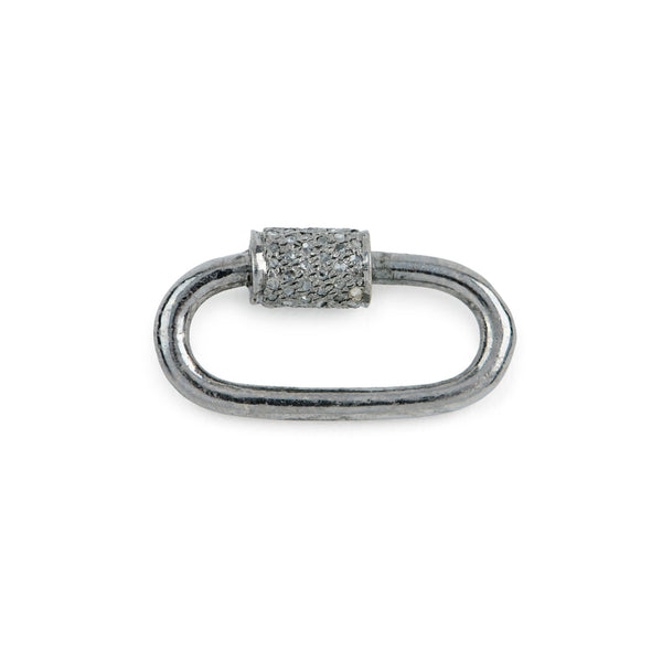 Carabiner - Oxidized Silver with Diamonds