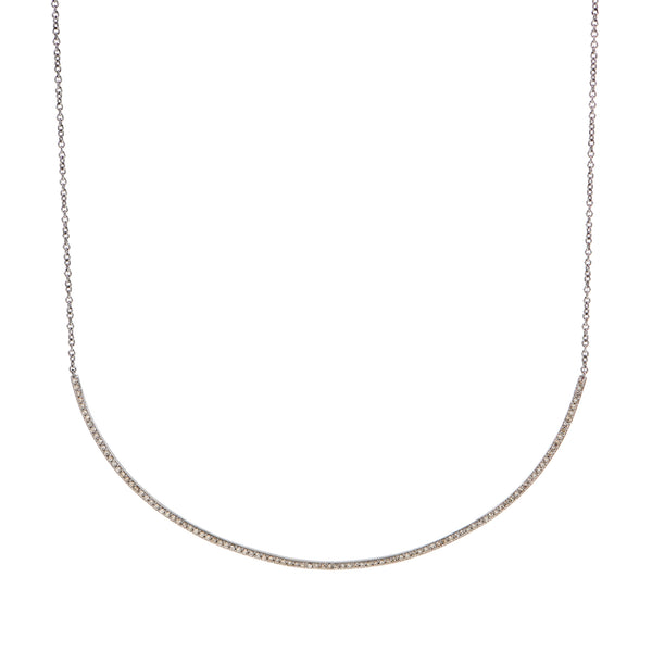 Diamond Crescent Necklace - Silver