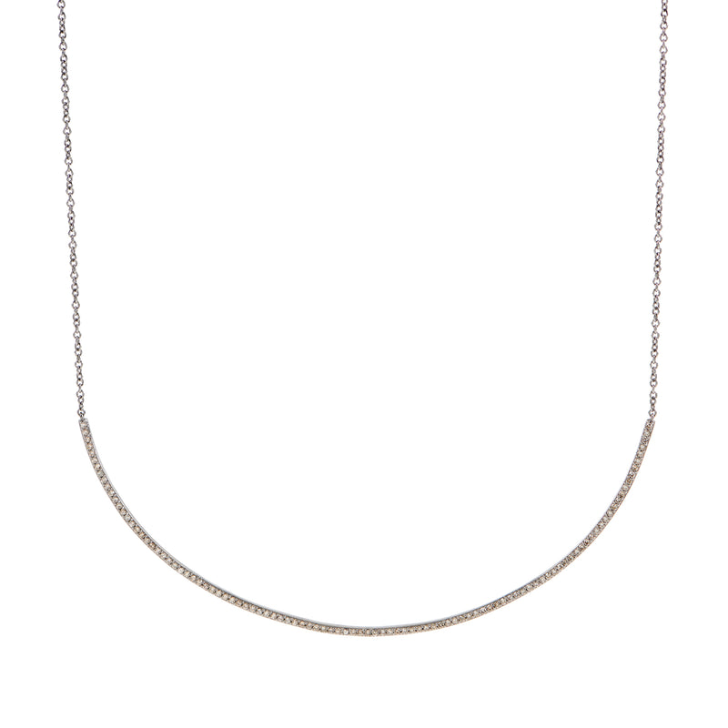 Diamond Crescent Necklace - Silver