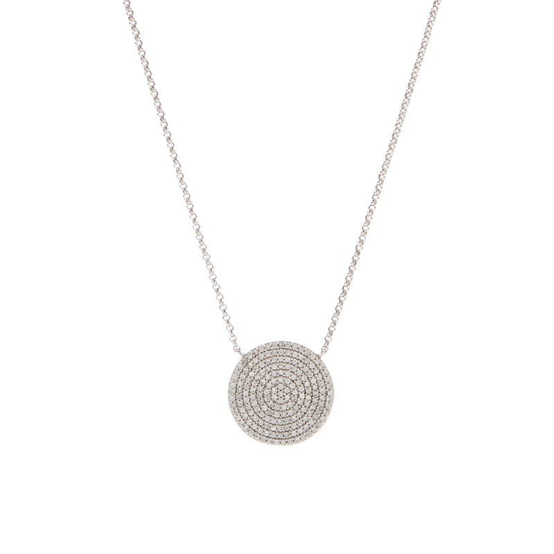 Pave Diamond Disc Necklace - Large