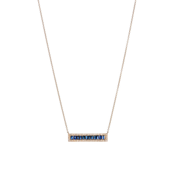 Sapphire Baguette Bar Necklace - Large