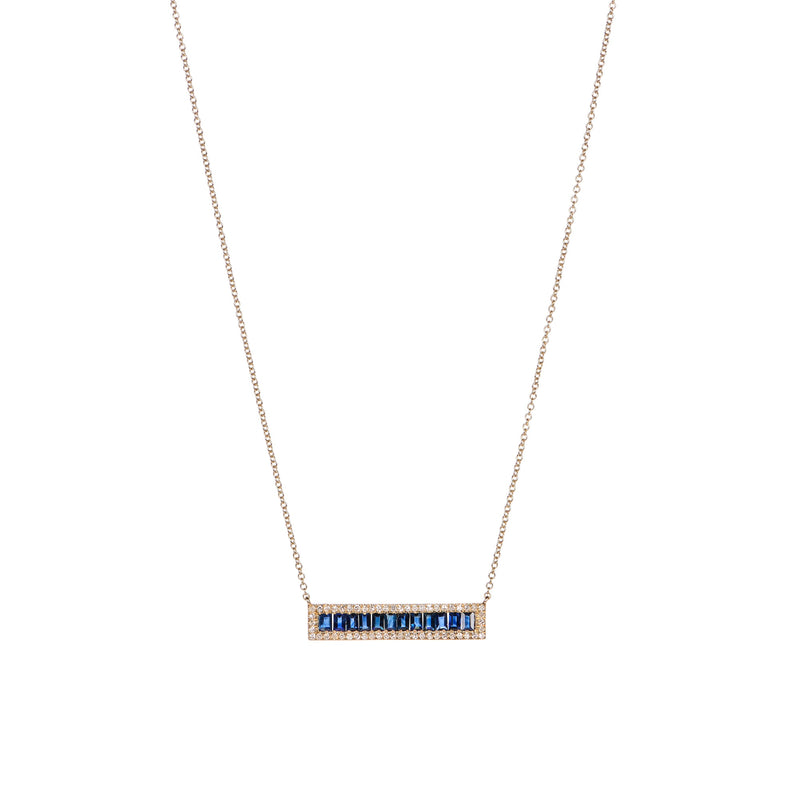 Sapphire Baguette Bar Necklace - Large