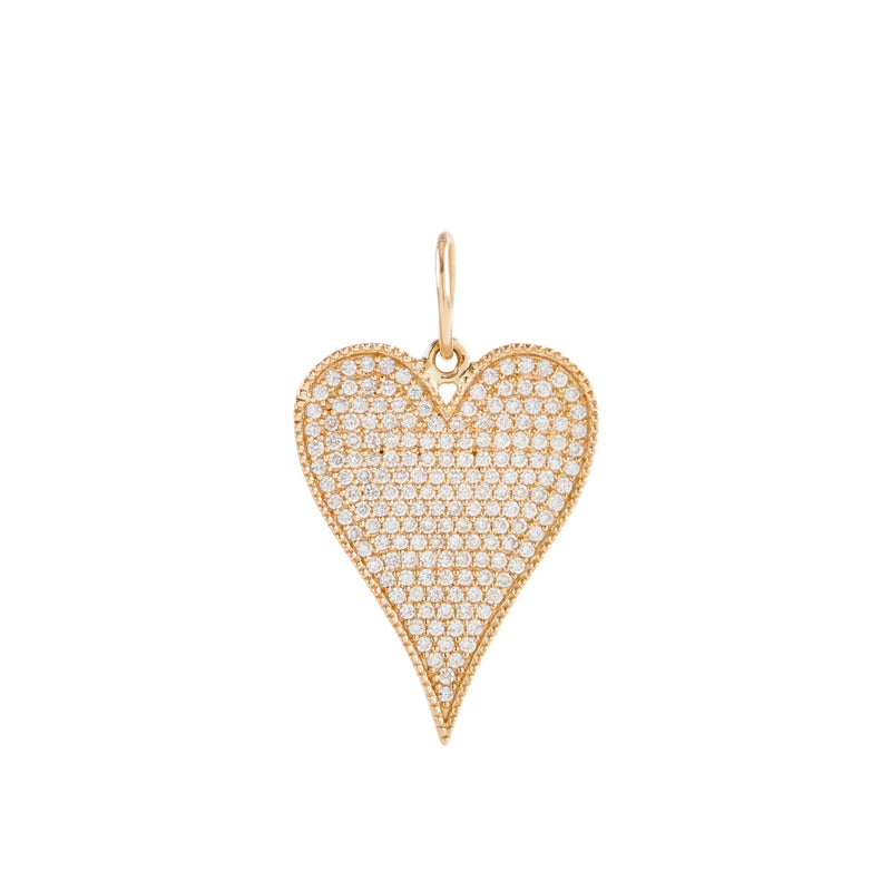 Pave Diamond Elongated Heart Pendant