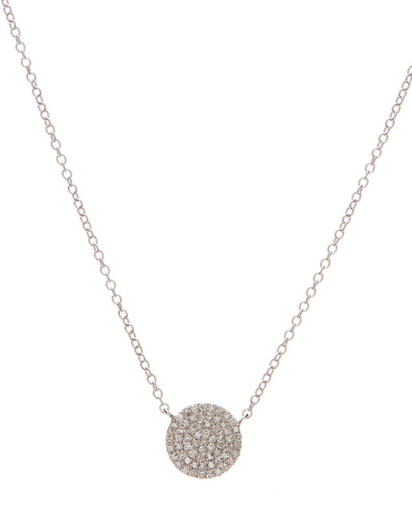 Pave Diamond Disc Necklace - Petite