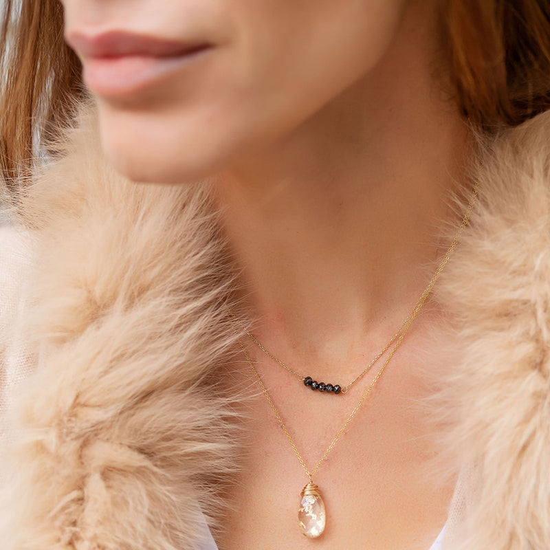 Large Gem Drop Necklace - Gold Rock Crystal