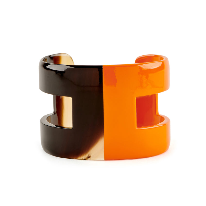 Lacquered Horn H Cuff