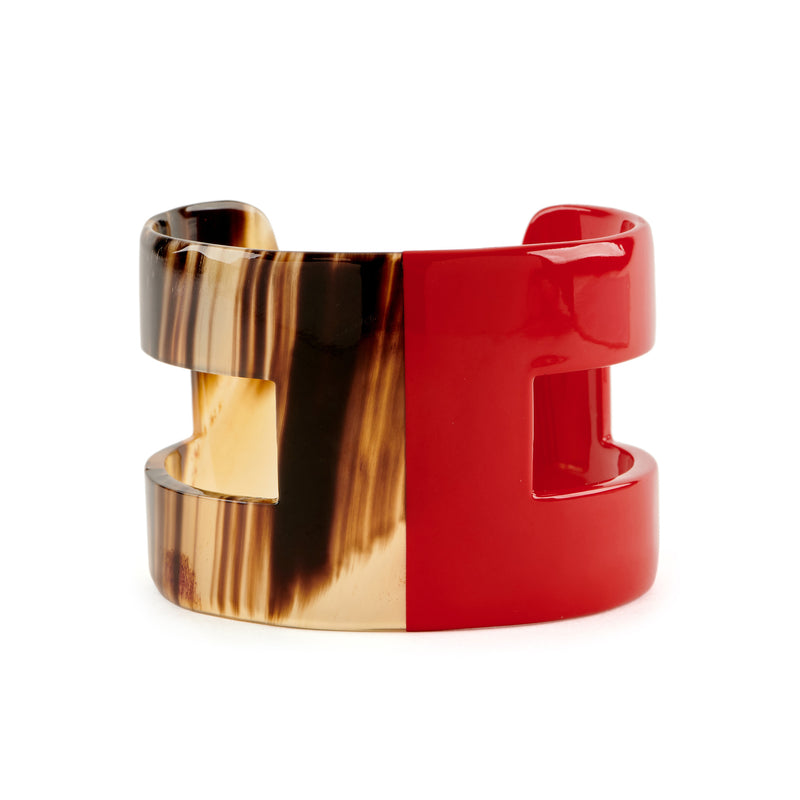 Lacquered Horn H Cuff