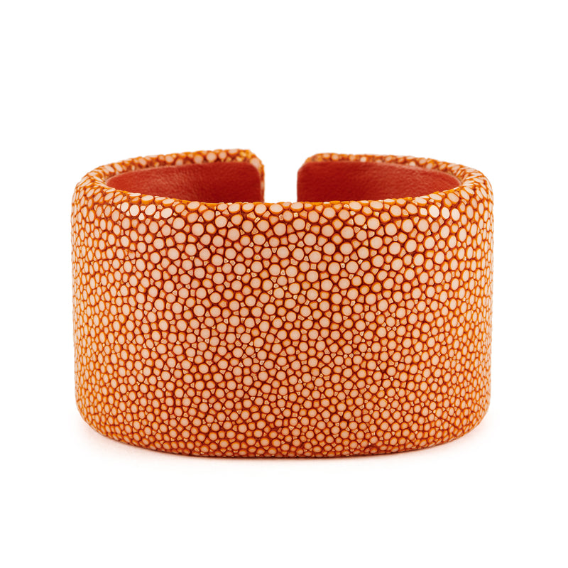 Burnt Orange Stingray Oval Cuff - 40mm