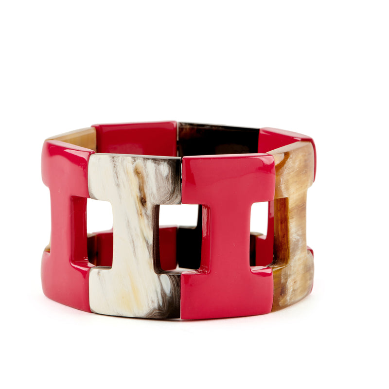 Lacquer Horn H Stretch Bracelet