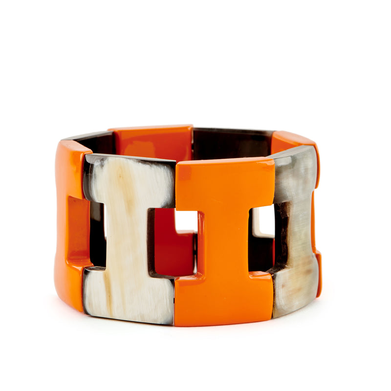 Lacquer Horn H Stretch Bracelet