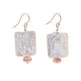 Classic, with an edge, these square freshwater pearl earrings are a staple item for every jewelry wardrobe. They're accented by a faceted pink moonstones roundel and look amazing with any outfit and brighten your face - who doesn't love that?!