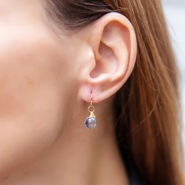Simple Drop Earrings - Blue Quartz