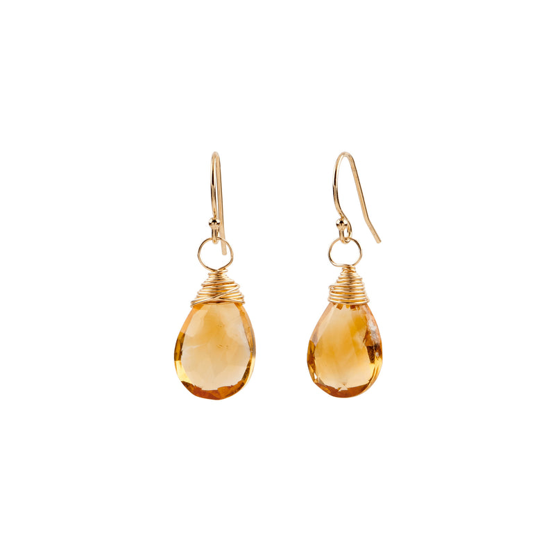 Simple Drop Earrings - Citrine