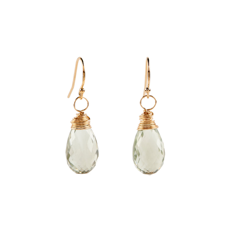 Simple Drop Earrings - Green Amethyst