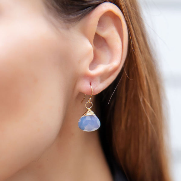 Simple Drop Earrings - Opal