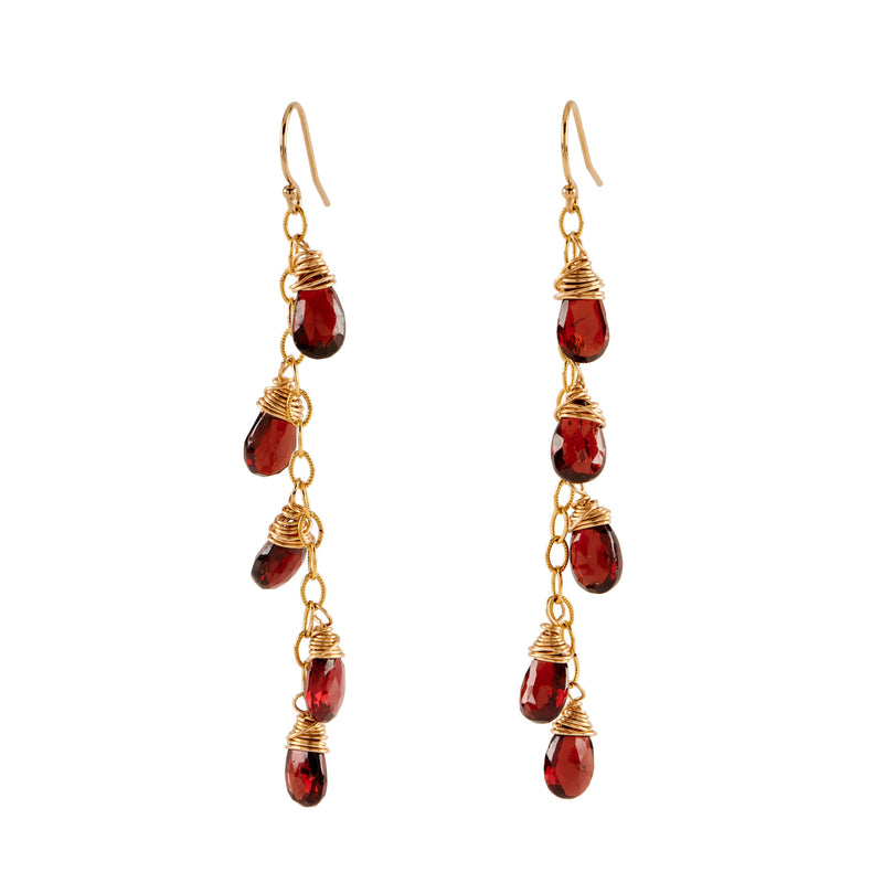 Garnet Waterfall Earrings