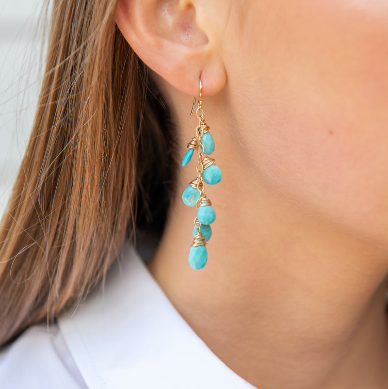Sleeping Beauty Turquoise Waterfall Earrings