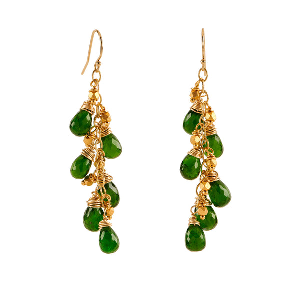 Green and Gold Waterfall Earrings