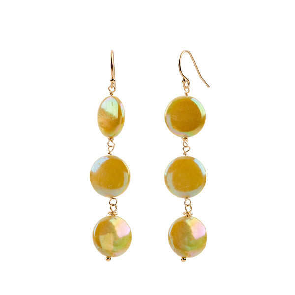 Station Earrings - Green Mother of Pearl