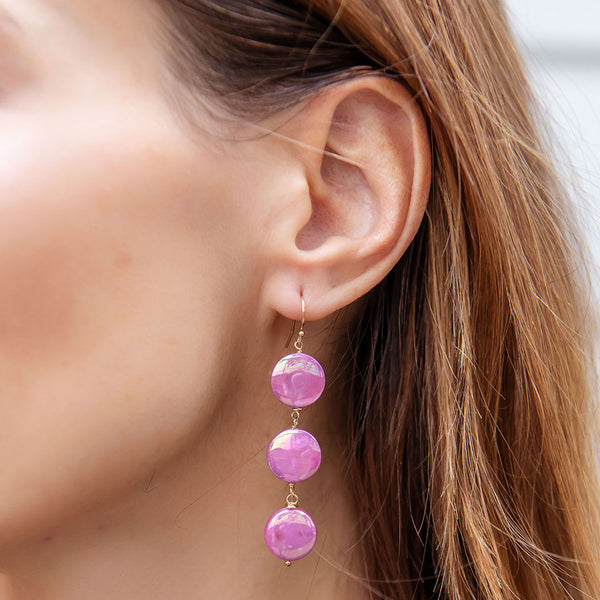 Station Earrings - Pink Mother of Pearl