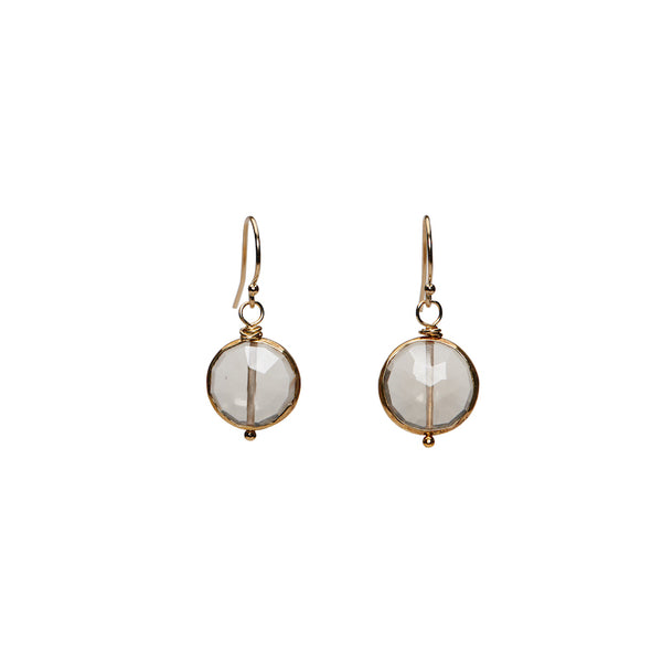 Simple Coin Earrings - Champagne Citrine