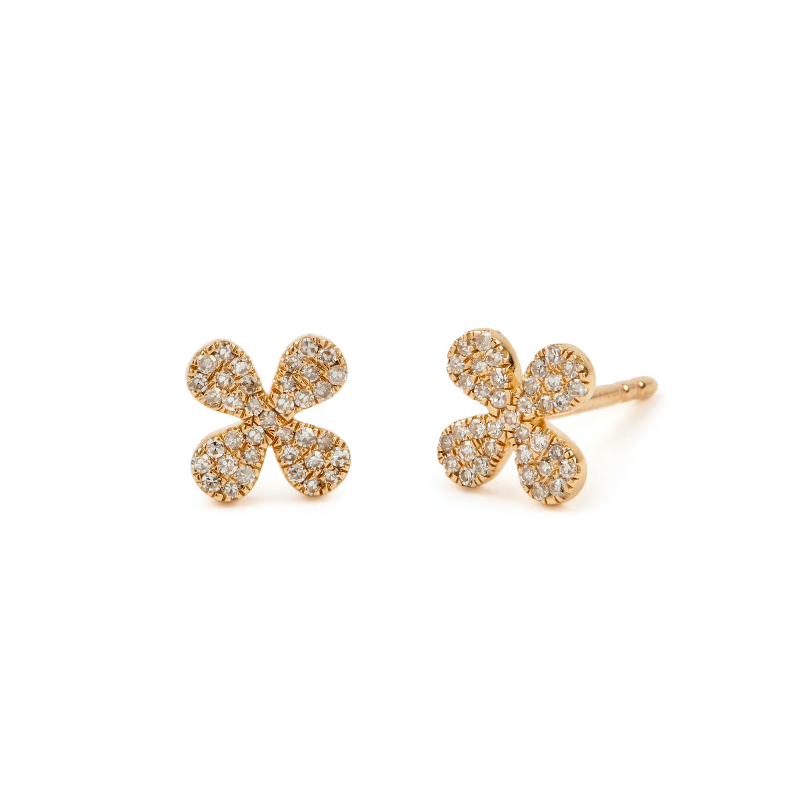 ピアス wing bling 14k post flo clover moissanite earrings MOISSANITE Earrings Clover 10mm 14k Gold Over 925 Silver