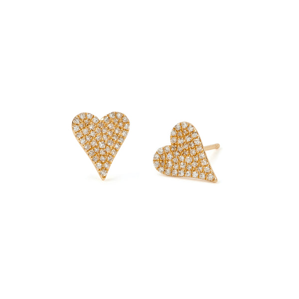 Playful, yet sophisticated, these adorable diamond pave-set heart stud earrings look great with a simple tee and your favorite jean jacket. Faceted diamonds are pave set in 14k gold. These are sure to be an everyday fav!