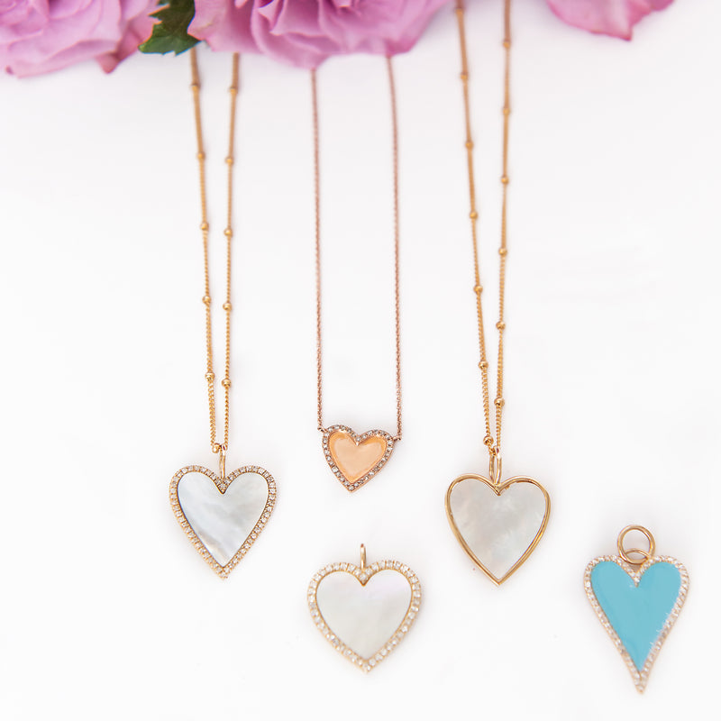 Heart Pendant -  Diamond & Turquoise