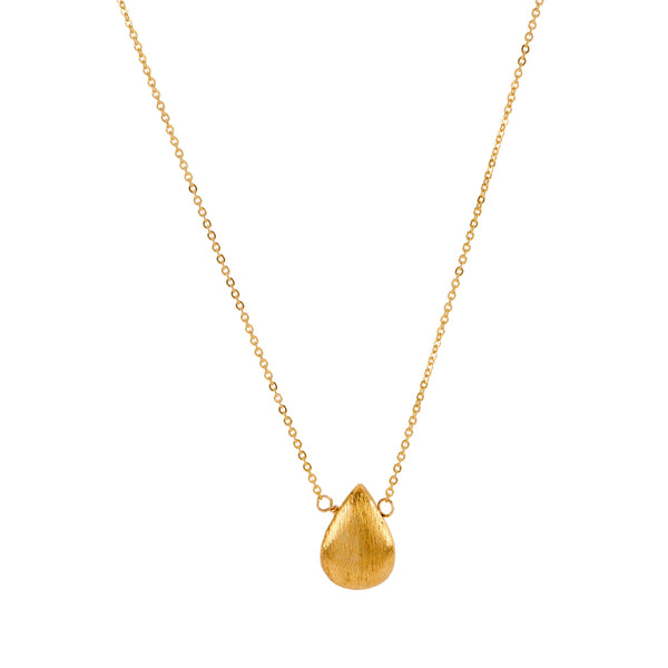 Brushed Golden Teardrop Necklace