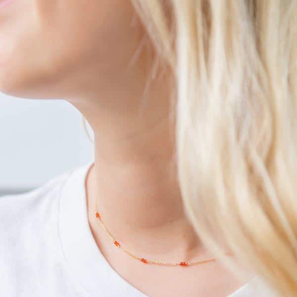 Station Necklace - Carnelian