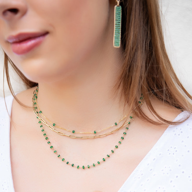 Station Necklace - Emerald