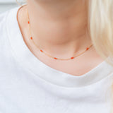 Station Necklace - Orange Sapphire