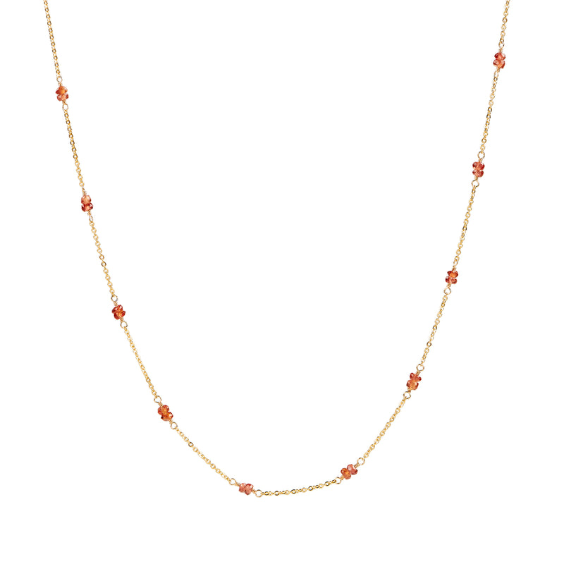 Station Necklace - Orange Sapphire