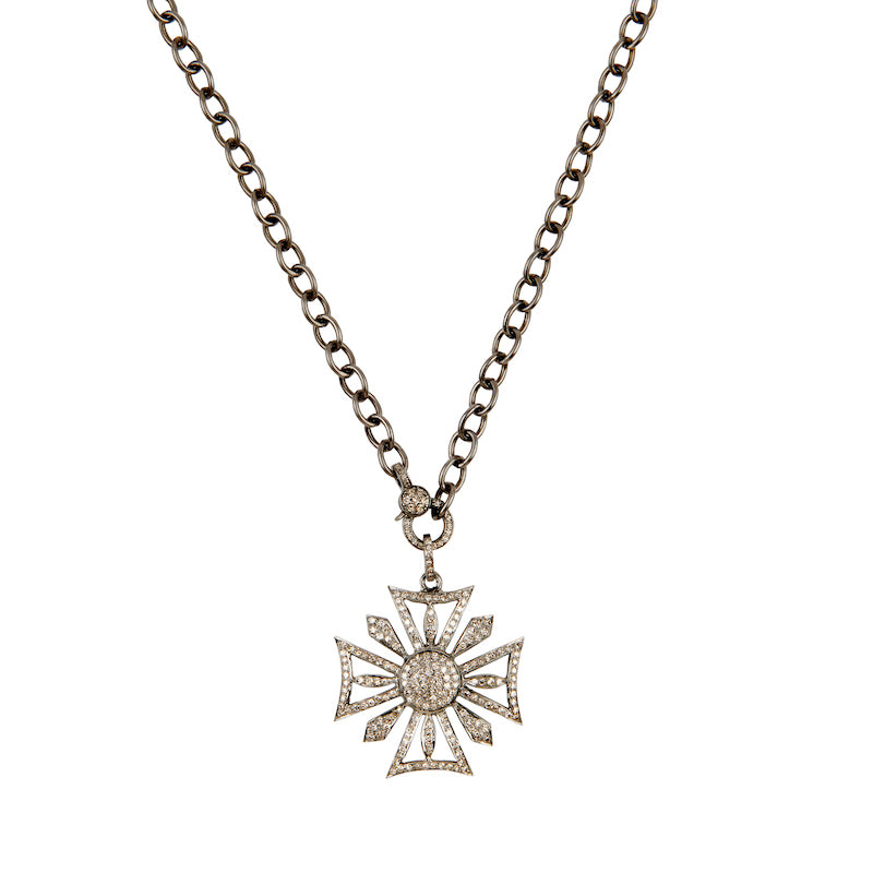 Diamond Open Maltese Cross Pendant
