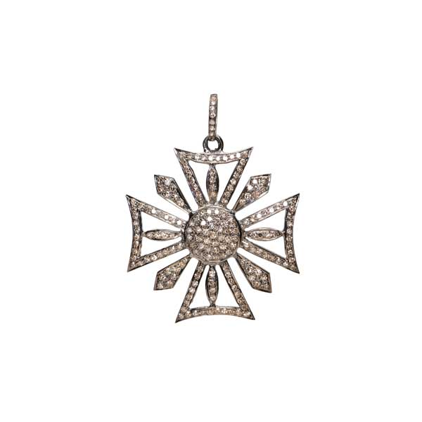 Diamond Open Maltese Cross Pendant