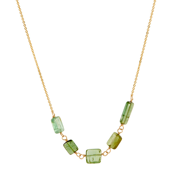 Station Necklace - Green Tourmaline