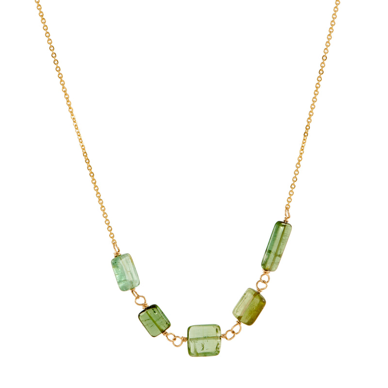 Station Necklace - Green Tourmaline