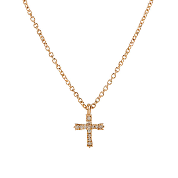 Tiny Cross Necklace - Diamond